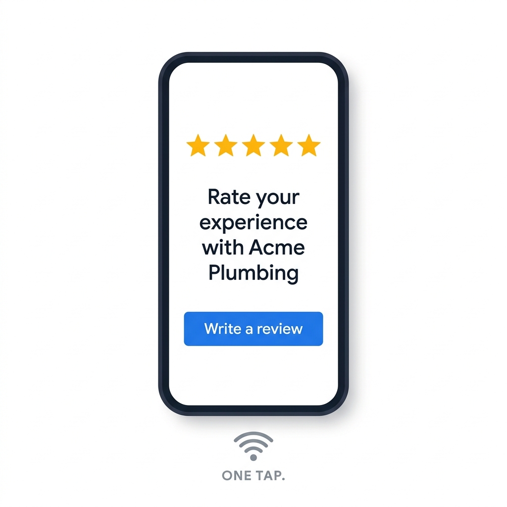 Customer tapping NFC card — Google review page opens instantly